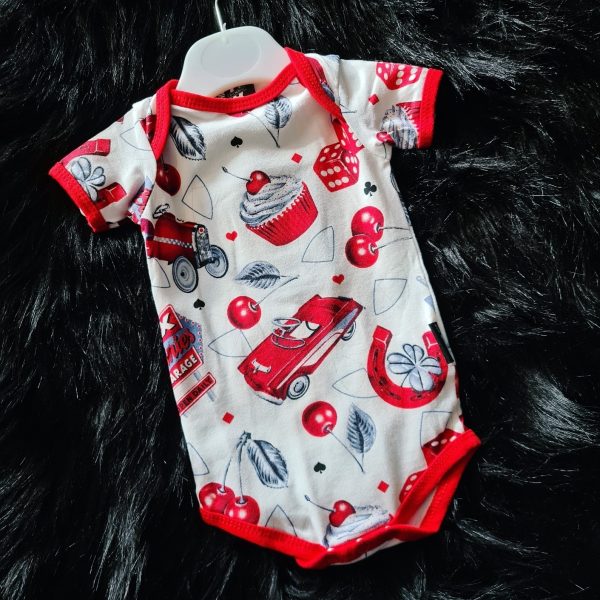 Six Bunnies Cherry Garage Baby Vest